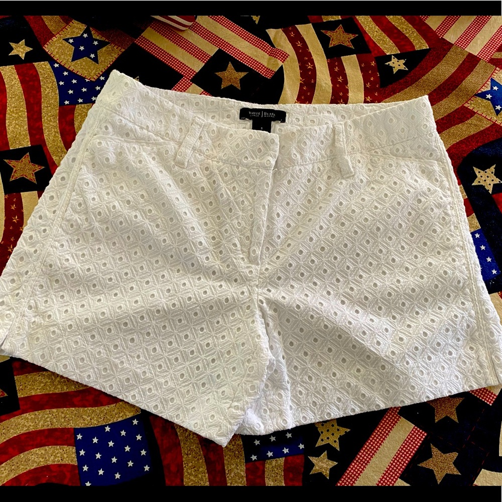 White eyelet White House Black Market shorts, size 8.